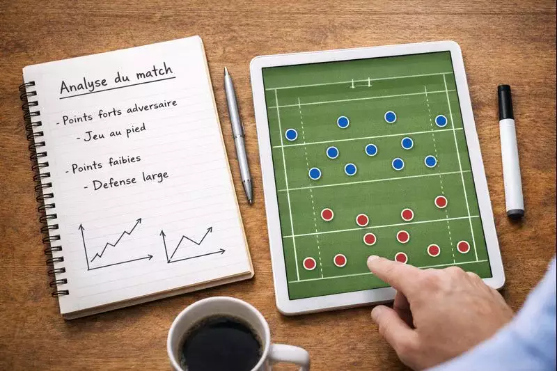 Analyse stratégique d'un match de rugby avec notes et graphiques