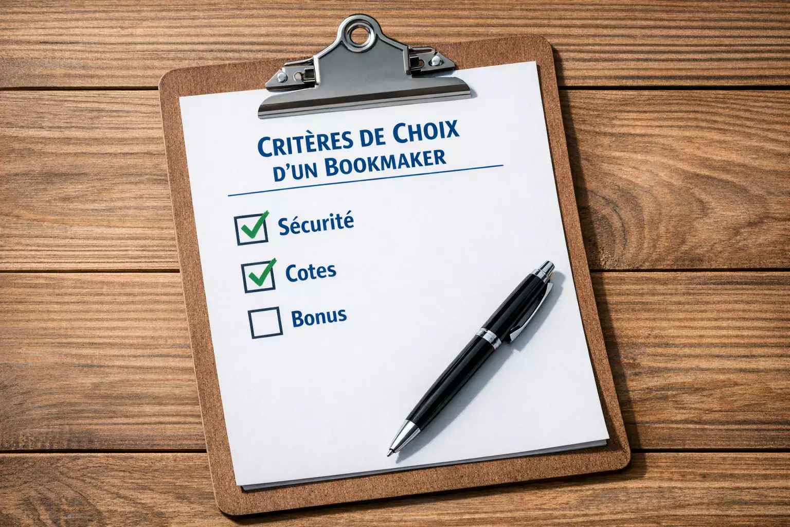 Checklist de critères pour choisir un bookmaker sur papier